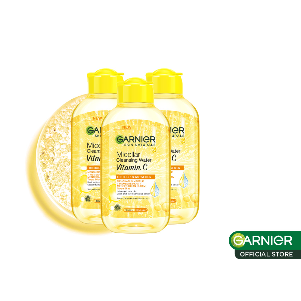 [PAKET HEMAT ISI 3] Garnier Micellar Cleansing Water Vitamin C Skin Care - 125ml (Menutrisi dan M...