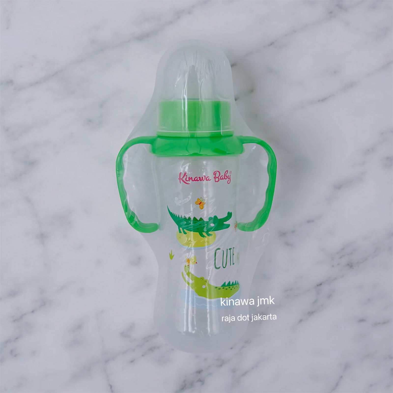 Botol susu kinawa dengan gagang bayi bening warna cerah bpa free bahan tebal