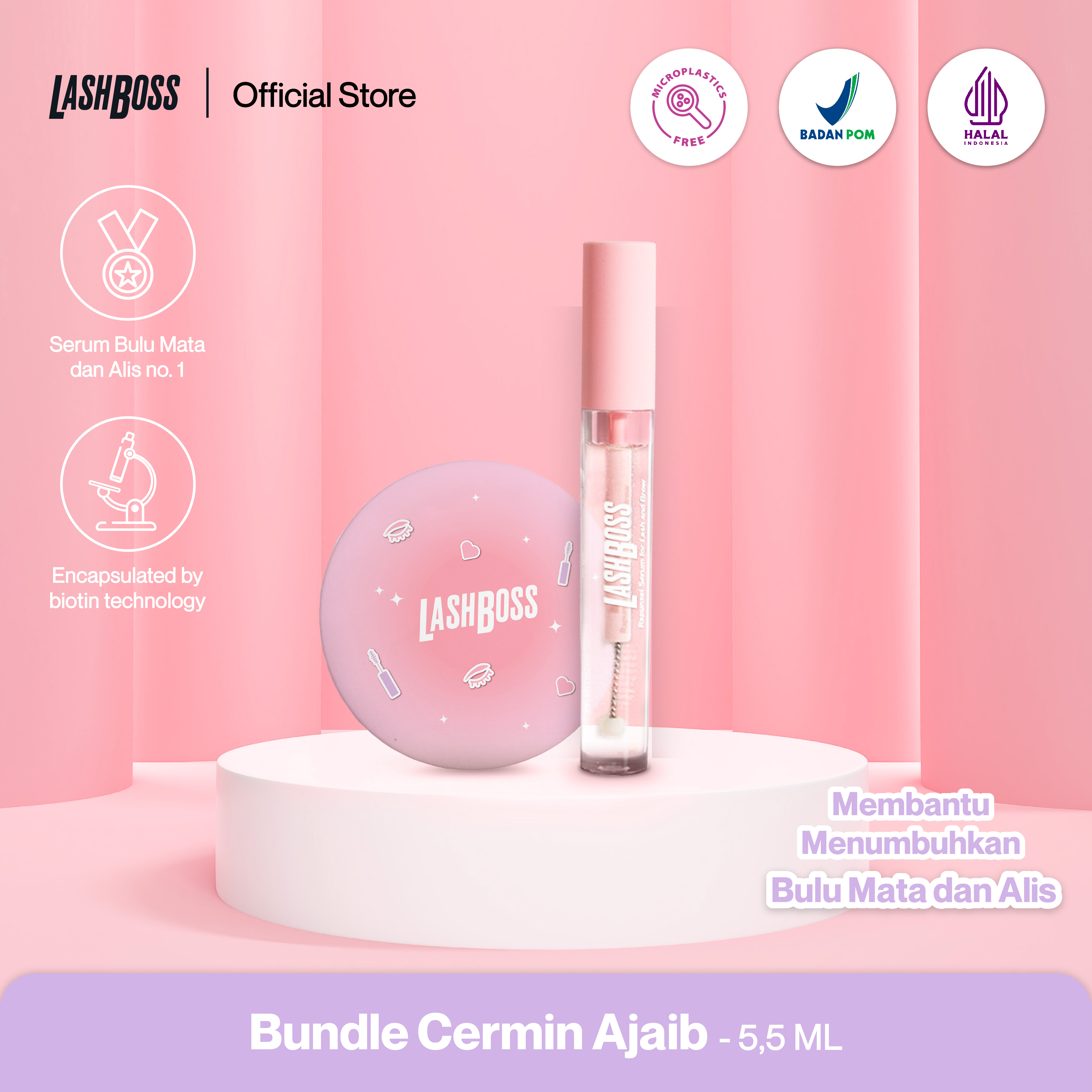LashBoss - Bundle Cermin Ajaib 1 (Rapunzel Serum for Lash and Brow & Magical Mirror)