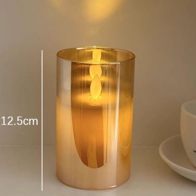 Eyre（Pop-up toko ♞） Lilin LED Premium Akrilik Aesthetic Candle Smokeless Natal Lampu Tidur Hiasan Kamar BESAR Baterai Elektrik Api Bergoyang Lampu Simulasi lilin lampu malam ayunan sumbu dipimpin lampu lilin elektronik di kamar tidur dekorasi desktop