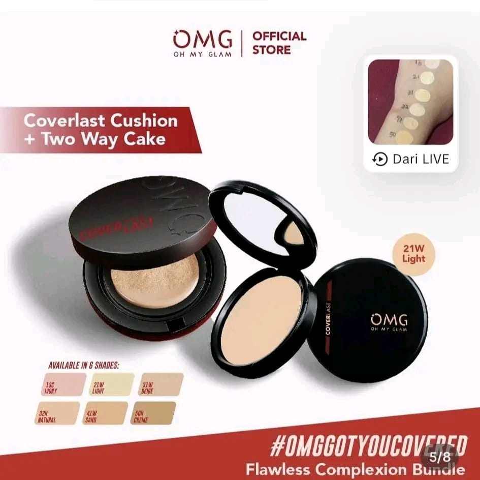 OMG OH MY GLAM BUNDLE COVERLAST CUSHION + TWO WAY CAKE HIGH COVERAGE DEWY FINISH