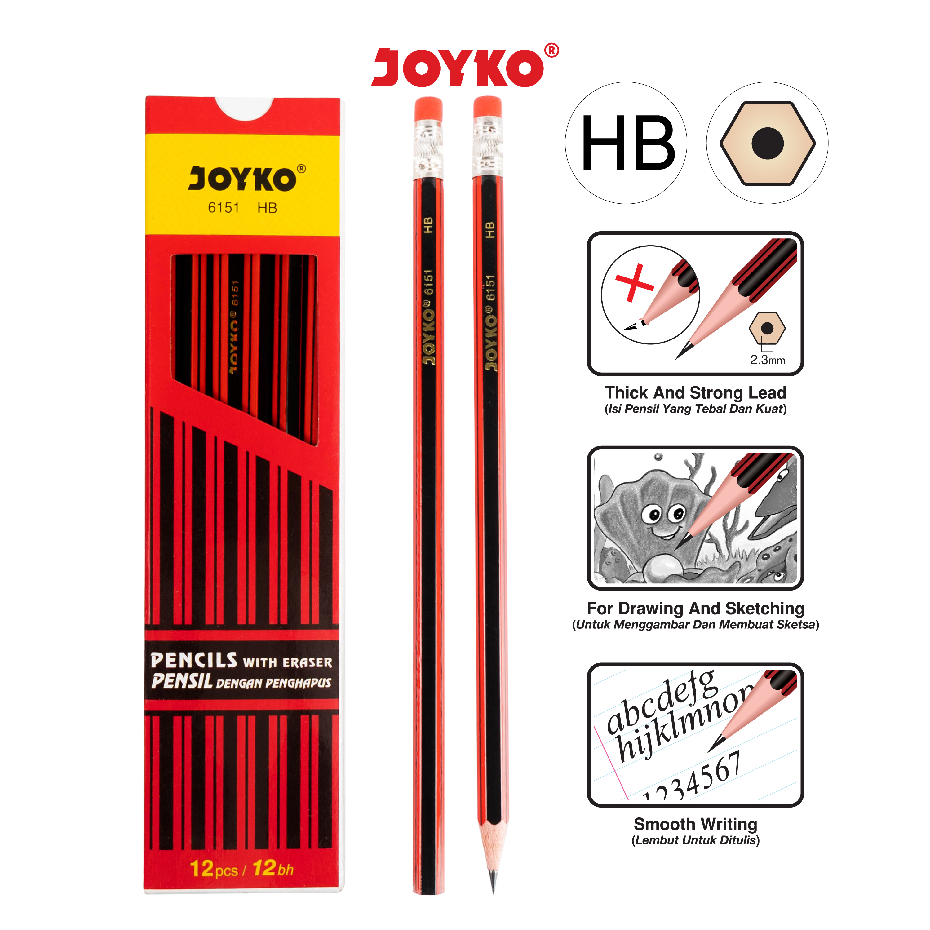 Pencil Pensil Joyko 6151 HB 1 BOX 12 PCS