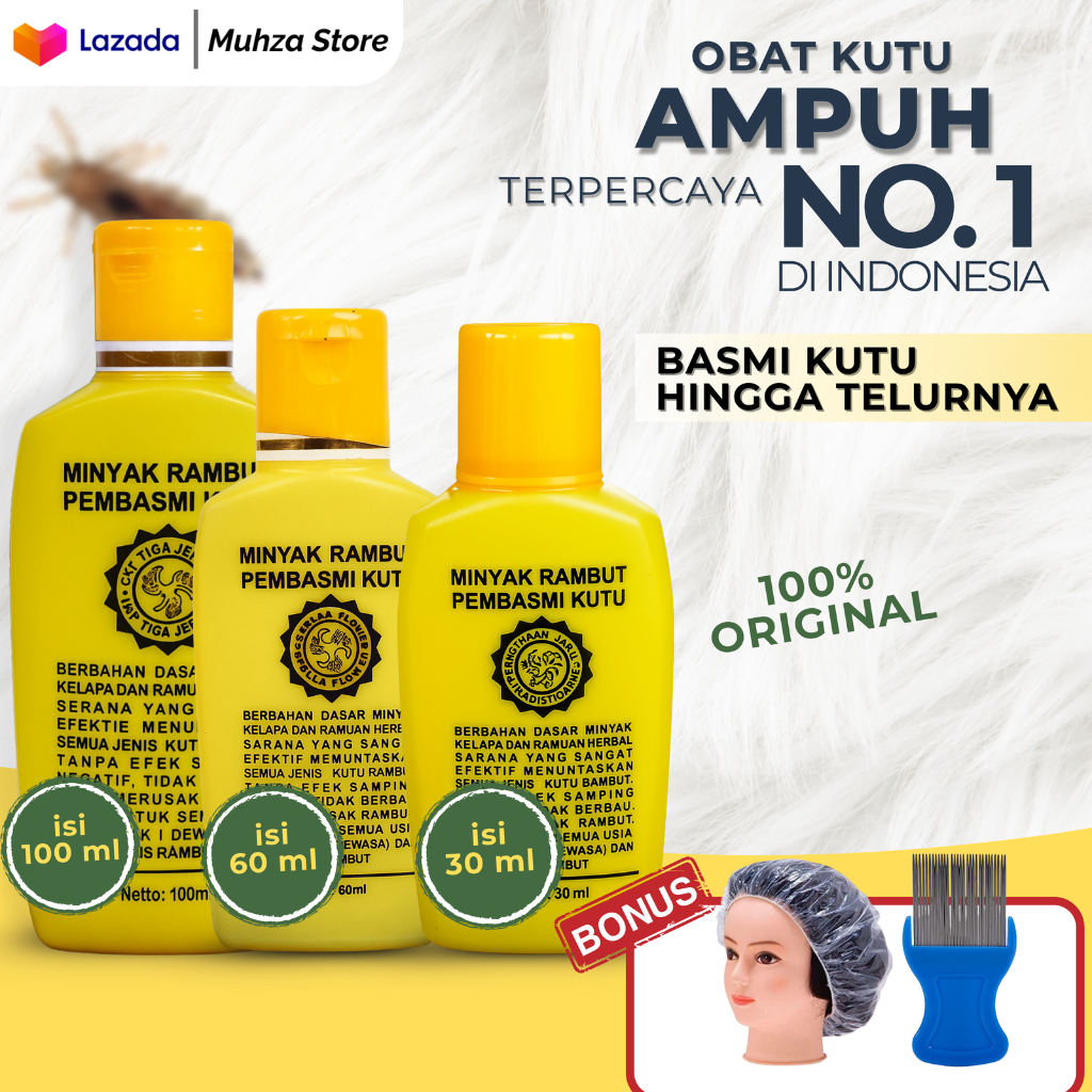CAP TIGA JEMPOL - Minyak Rambut Pembasmi Kutu dan Telurnya Wanita Anak dan Dewasa Obat Kutu Rambut