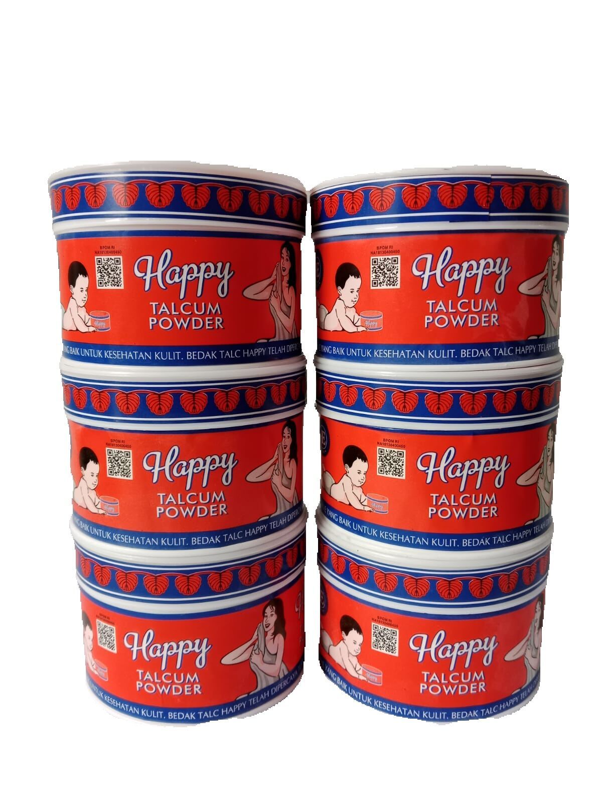6 pcs bedak happy talcum powder 150gr bedak bayi bedak gatal bedak anak dan dewasa