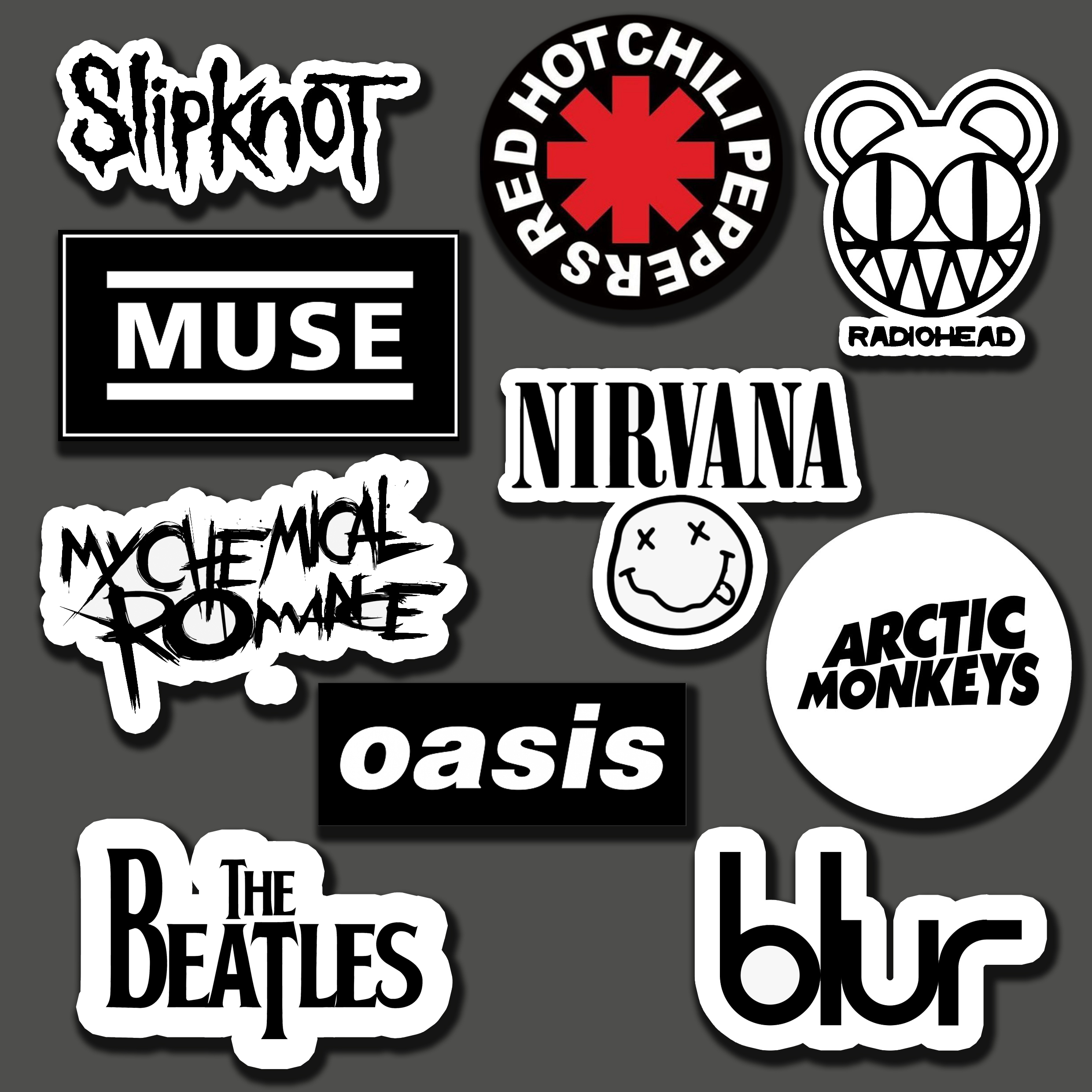 10pcs Stiker Aesthetic Case Handphone Band Logo Untuk Case Handphone Laptop Tumblr Dan Lainnya
