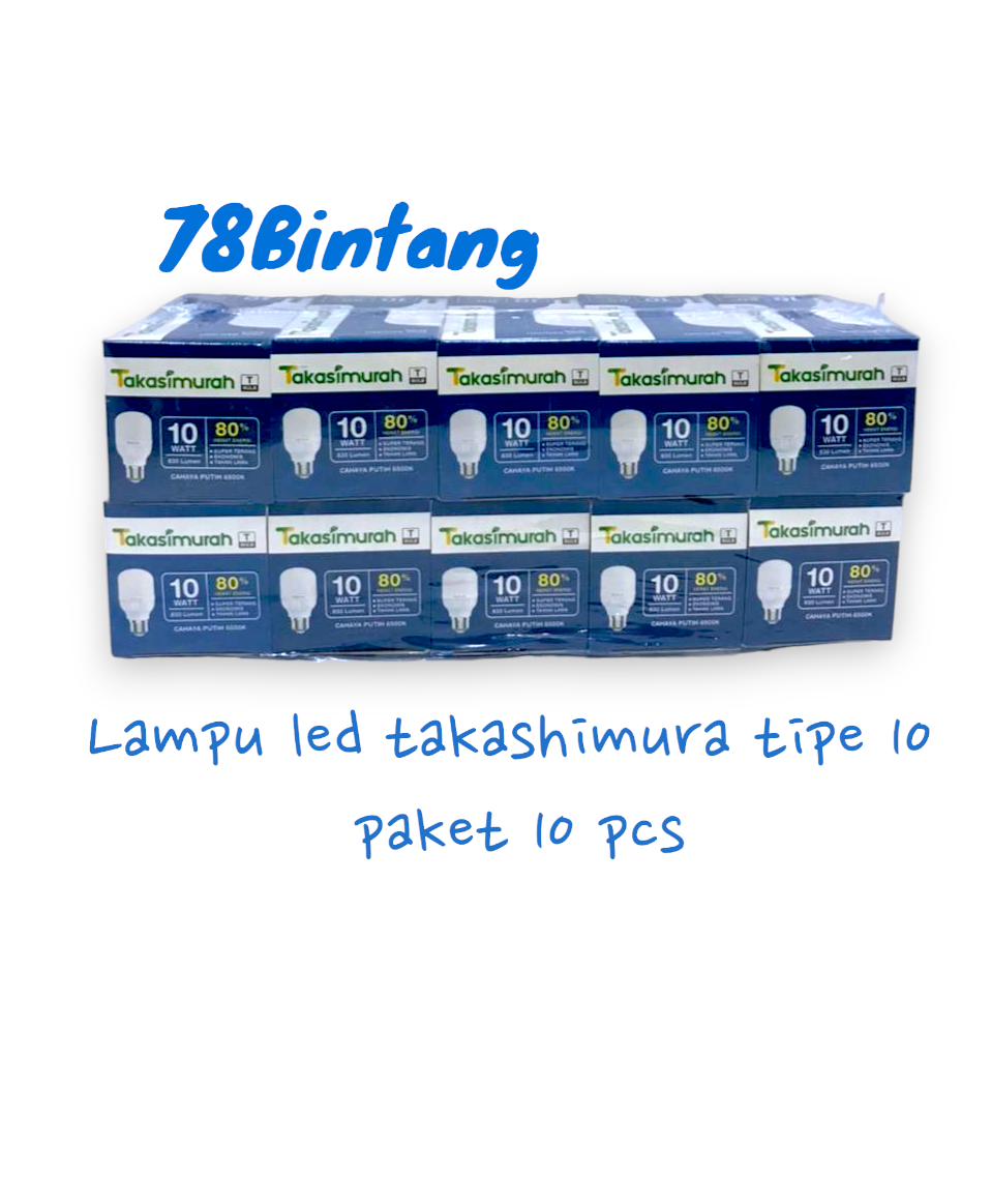 Lampu takashimurah 10 watt putih paket 10pcs - bohlam led tipe 10 isi 10pcs - lampu led murah