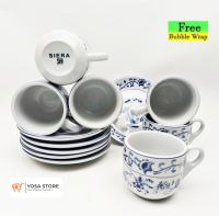 Cangkir Keramik Set Kopi Teh Motif Blue Oriental Ming 12 Pcs - Premium Quality