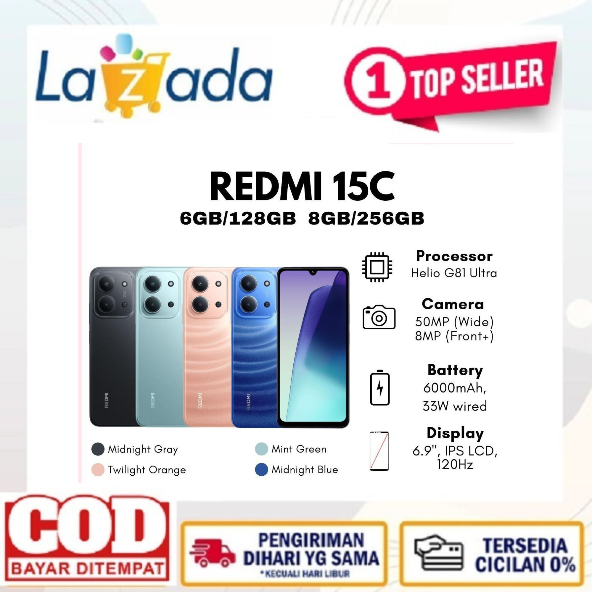 Xiaomi REDMI 15C [NFC] [6GB/128GB] [8GB/256GB] -  Layar