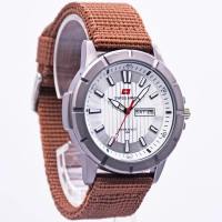 Jam Tangan Pria Tali Canvas SWISS ARMY 37022 Fitur Tanggal Hari Aktif Lengkap dengann Box dan Garansi Free Batrei Cadangan