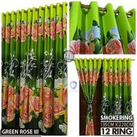 Gorden Smokring 12 Ring UK 100x220 cm – Motif Batik & Bunga Estetik Tirai Mewah untuk Pintu & Jendela I Seriaria
