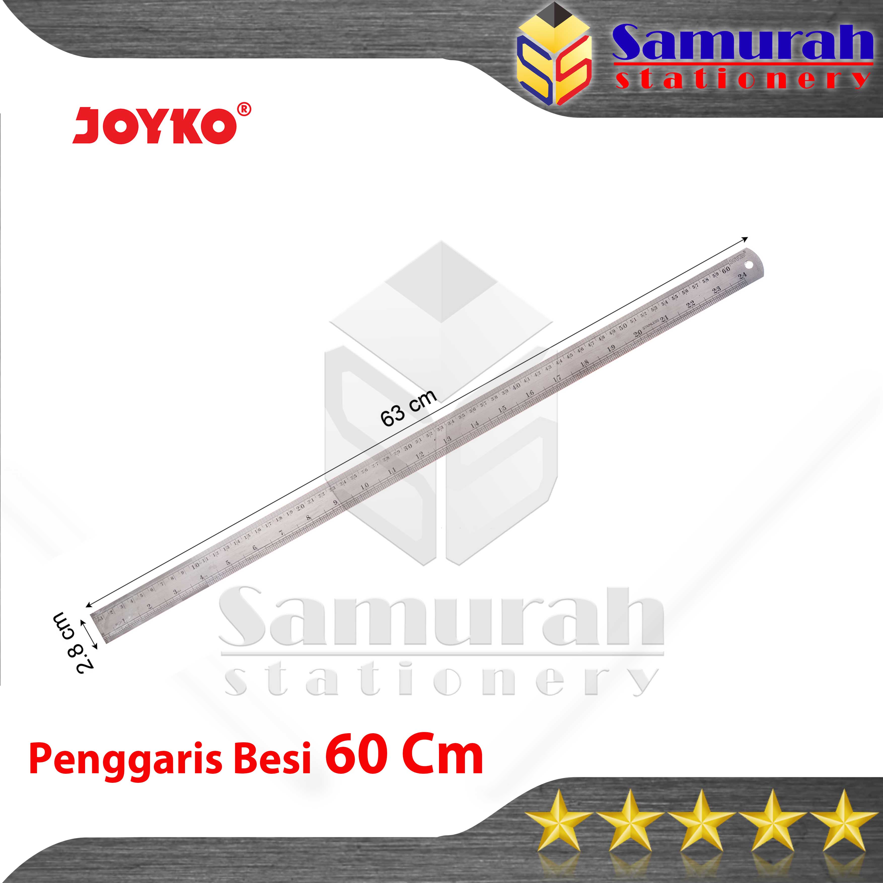 Penggaris Besi Joyko Panjang 60 cm RL-ST60 Per PCS / Ruller Stainless 60cm ST60
