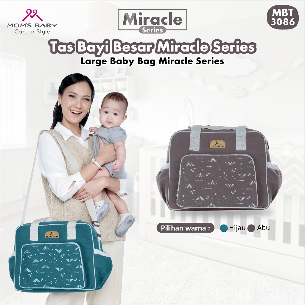 Tas Bayi Besar Moms Baby Miracle Series MBT3086 / Tas Perlengkapan Bayi / Diapers Bag Bayi / Tas Traveling Bayi / Tas Baby Carrier Bayi
