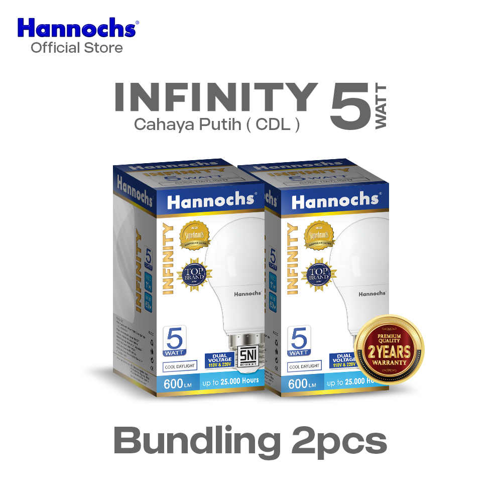 Hannochs Lampu Bohlam LED Infinity 5W Cahaya Putih Paket isi 2pcs