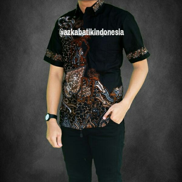 Harga Spesifikasi Baju Koko Pria Hem Kemeja Kombinasi Batik Modern 
