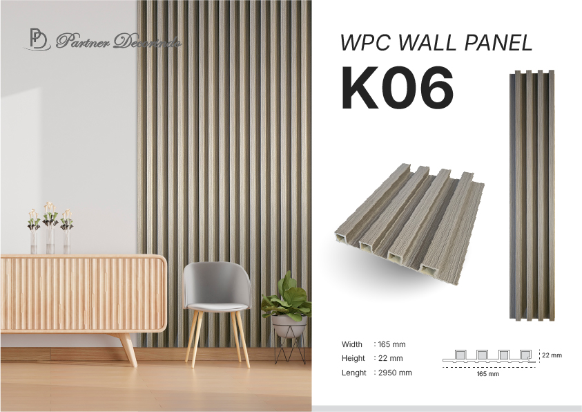 WPC Wood Panel Partisi Kisi PVC Wallpanel Motif Kayu Uk 150cm x 16cm x 22mm