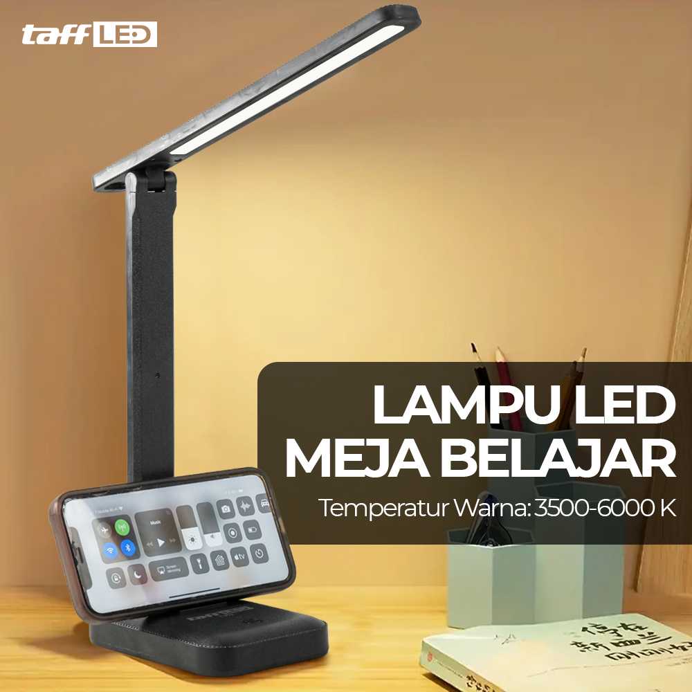 PENGIRIMAN JAKARTA TaffLED Lampu Meja Belajar super terang yang di cas tanpa kabel LED Eye Protection USB Model 8W 3 Color - T302 / lampu belajar yang bisa di cas meja super terang