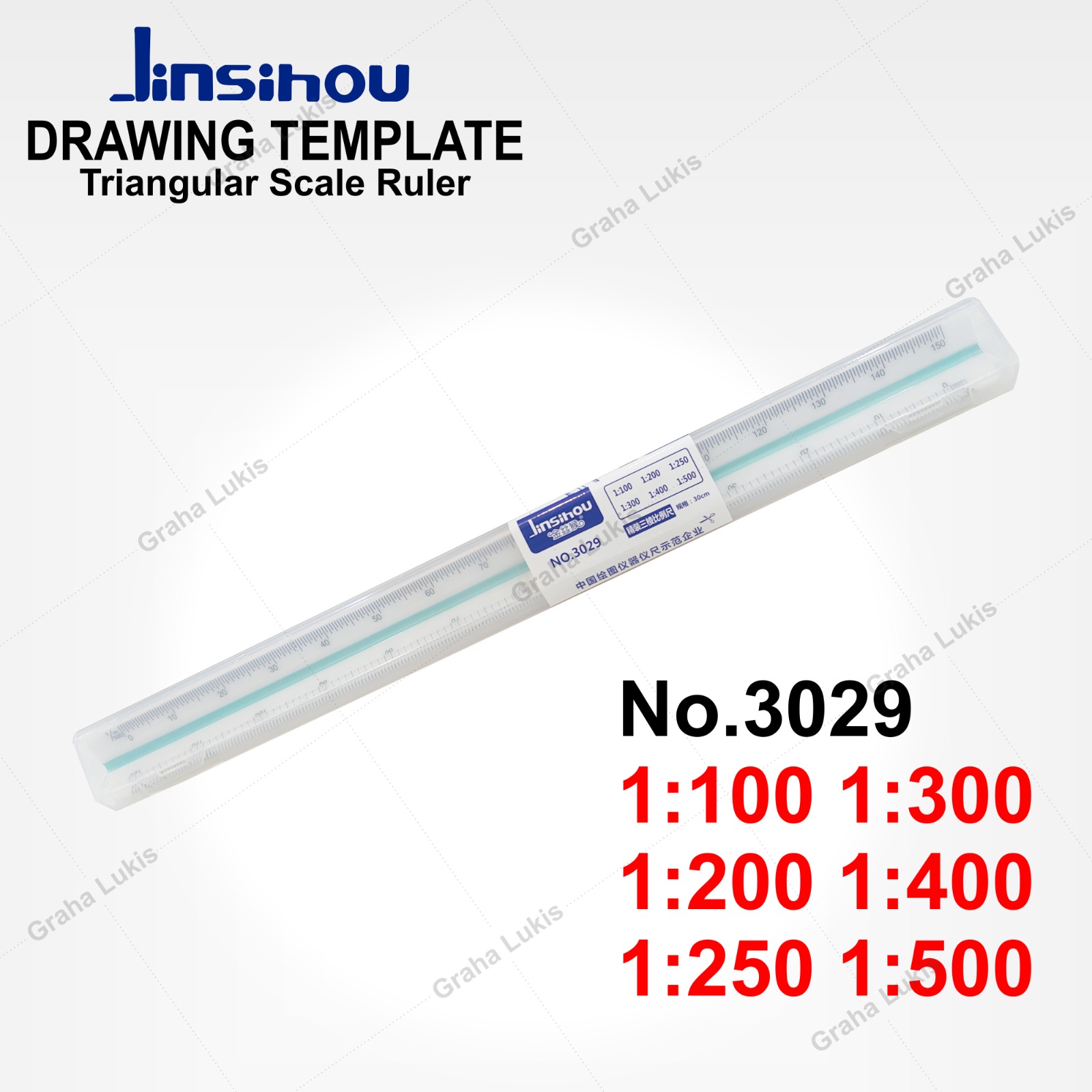 Jinsihou Scale Ruler 30 cm - No. 3029 / No. 3031 - Penggaris Skala Segitiga Arsitek Drafter