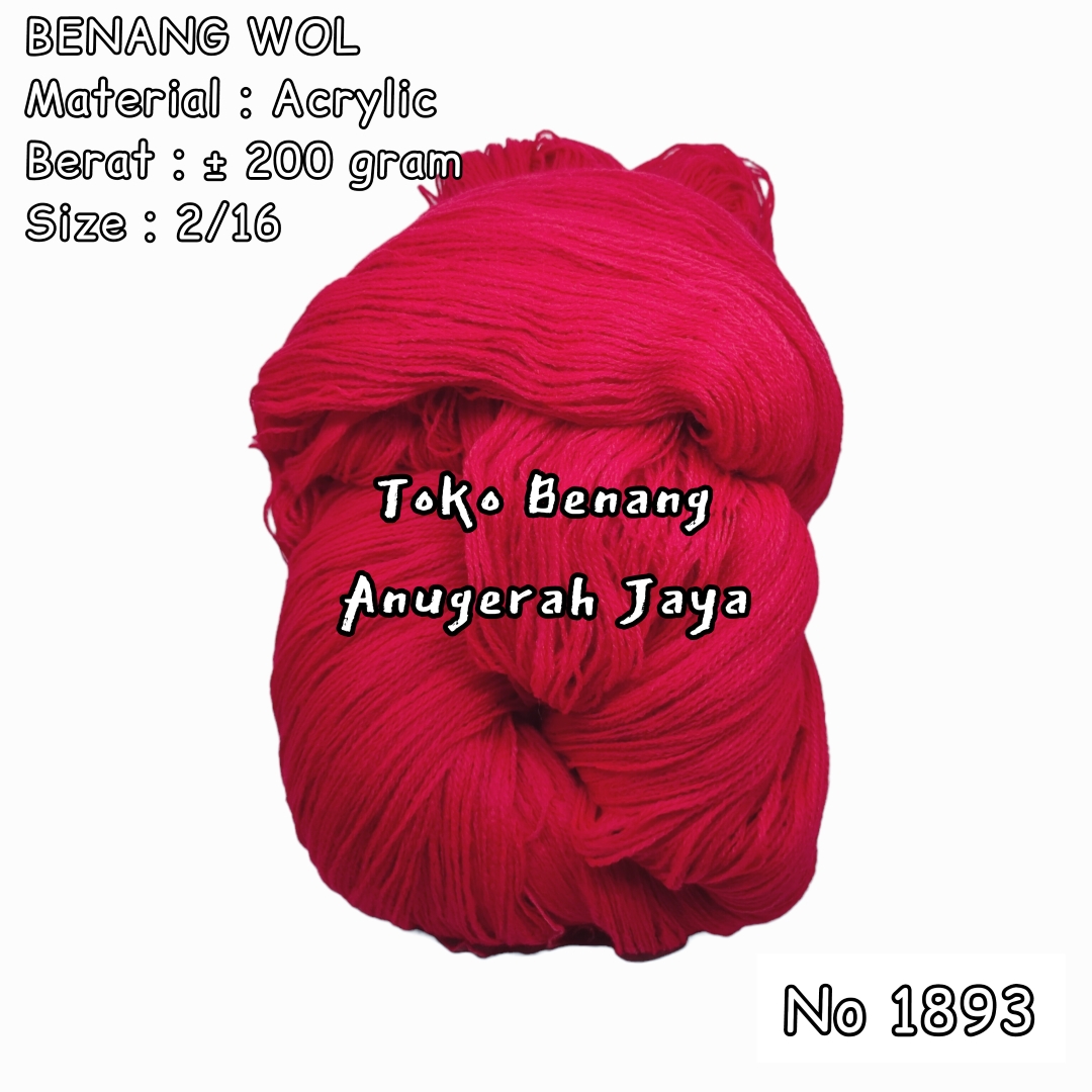 Benang Rajut Wol 200 gram no 1893 Merah