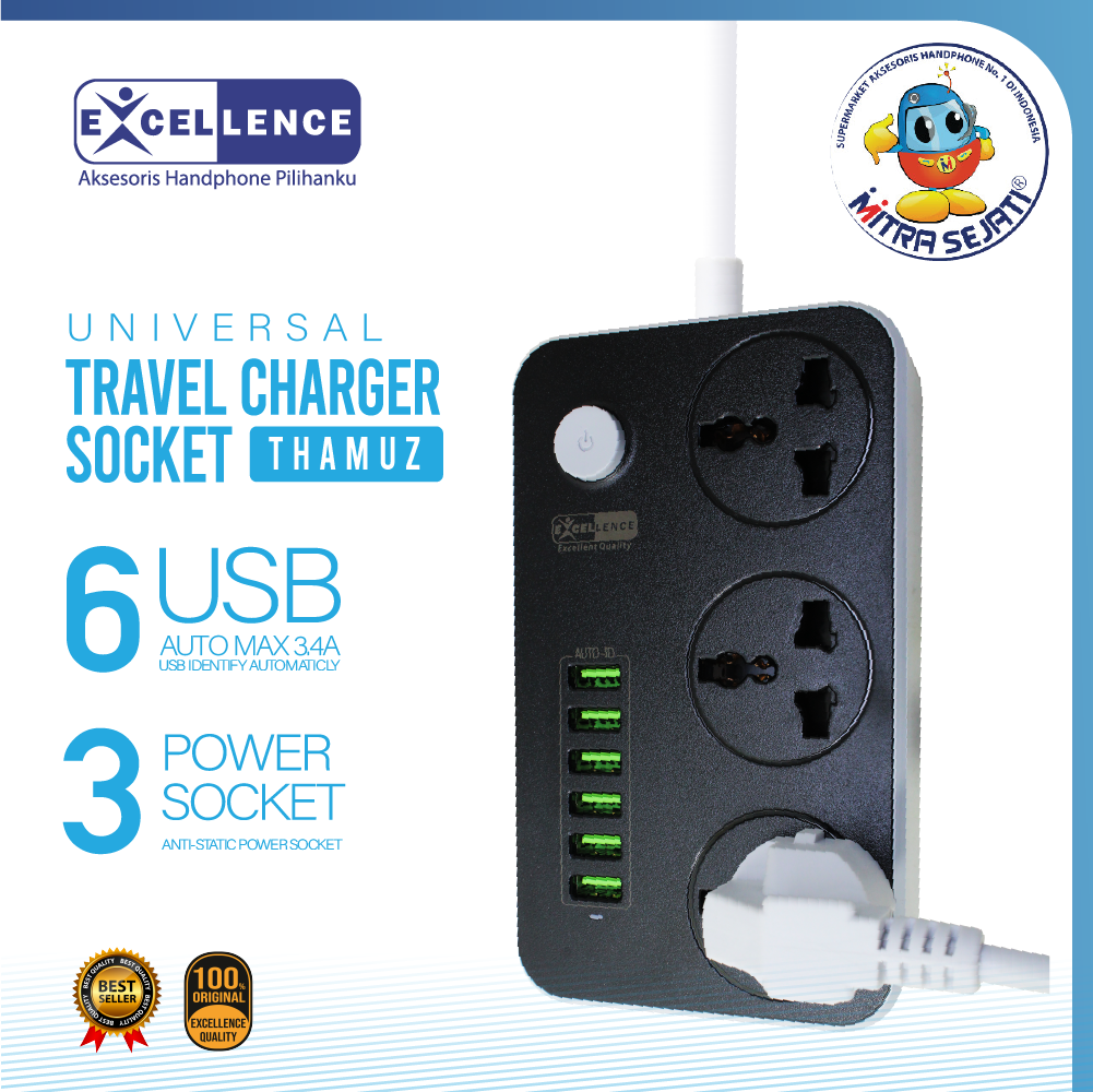 Travel Charger Socket Excellence Thamuz 6 Port Usb-ATCUA6PTHAE