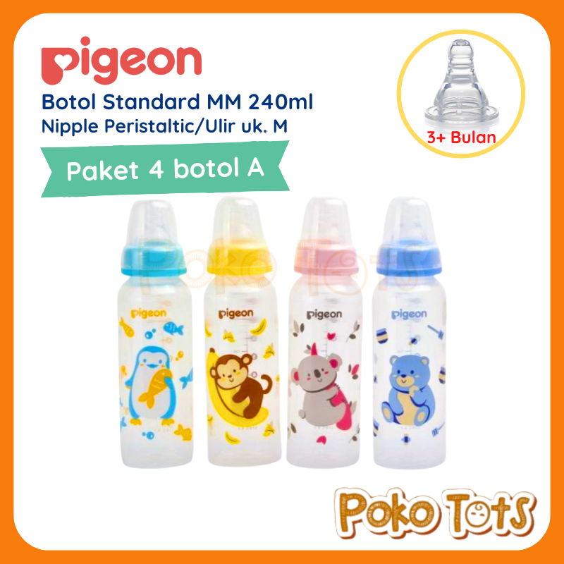BUY 3 GET 1 FREE Pigeon PP RP Standard 240ml Botol Susu Nipple Peristaltic