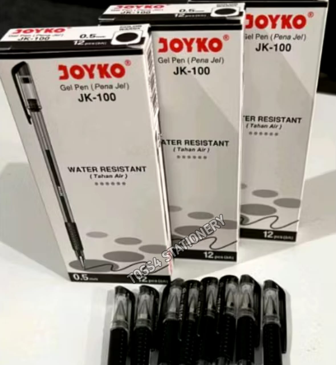 (12pc) Gel Pen Pulpen Pena Joyko JK-100 Black 0.5 mm