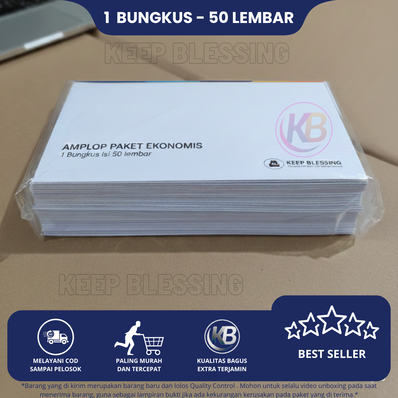 Amplop Putih 1 Bungkus (50 lbr) / Paket Murah Amplop Putih Dengan Lem / Amplop Idulfitri / Amplop Surat / Cod / Keep Blessing