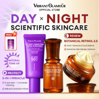 VIBRANT GLAMOUR Paket 3 PCS 577 Sunscreen Pencerah + Krim & Serum Botanical Retinol  Anti-Aging Lembut & Perawatan Anti Kerut & Memudarkan Noda & Perlindungan Sunscreen 577 & Mencerahkan Kulit