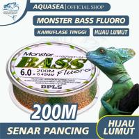 AQUASEA Tali Pancing Bass FLUOROCARBON 200M Hijau Lumut Bahan Nilon