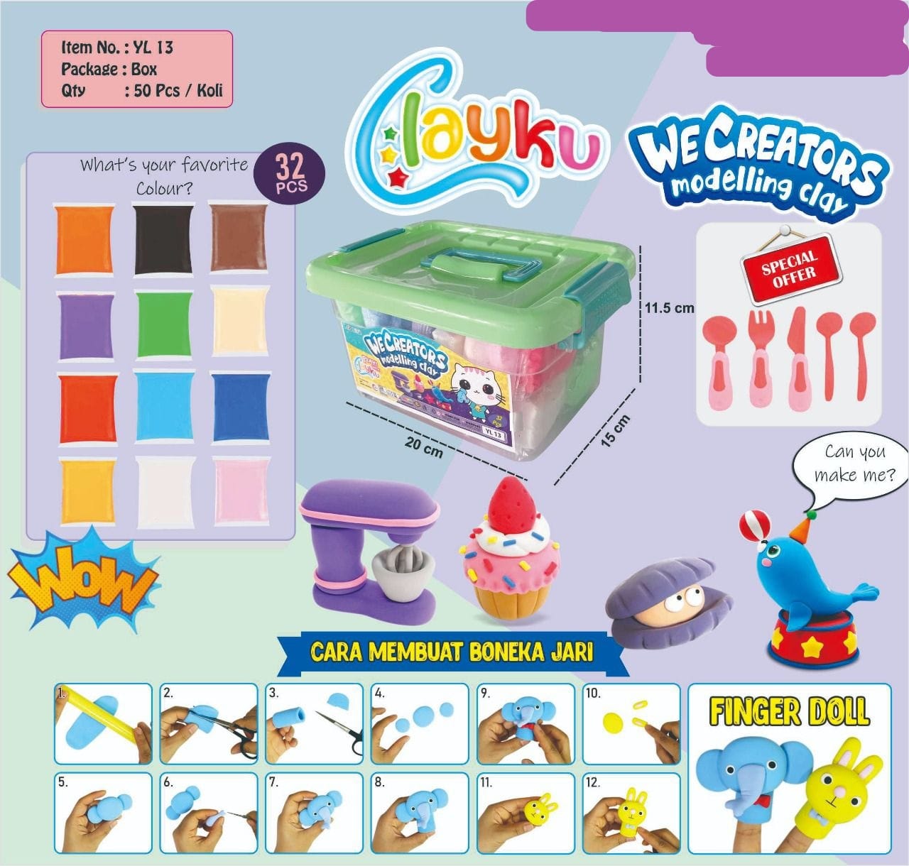 isi 32 Clay Magic Clay Dough Mainan anak Edukasi isi 32pc