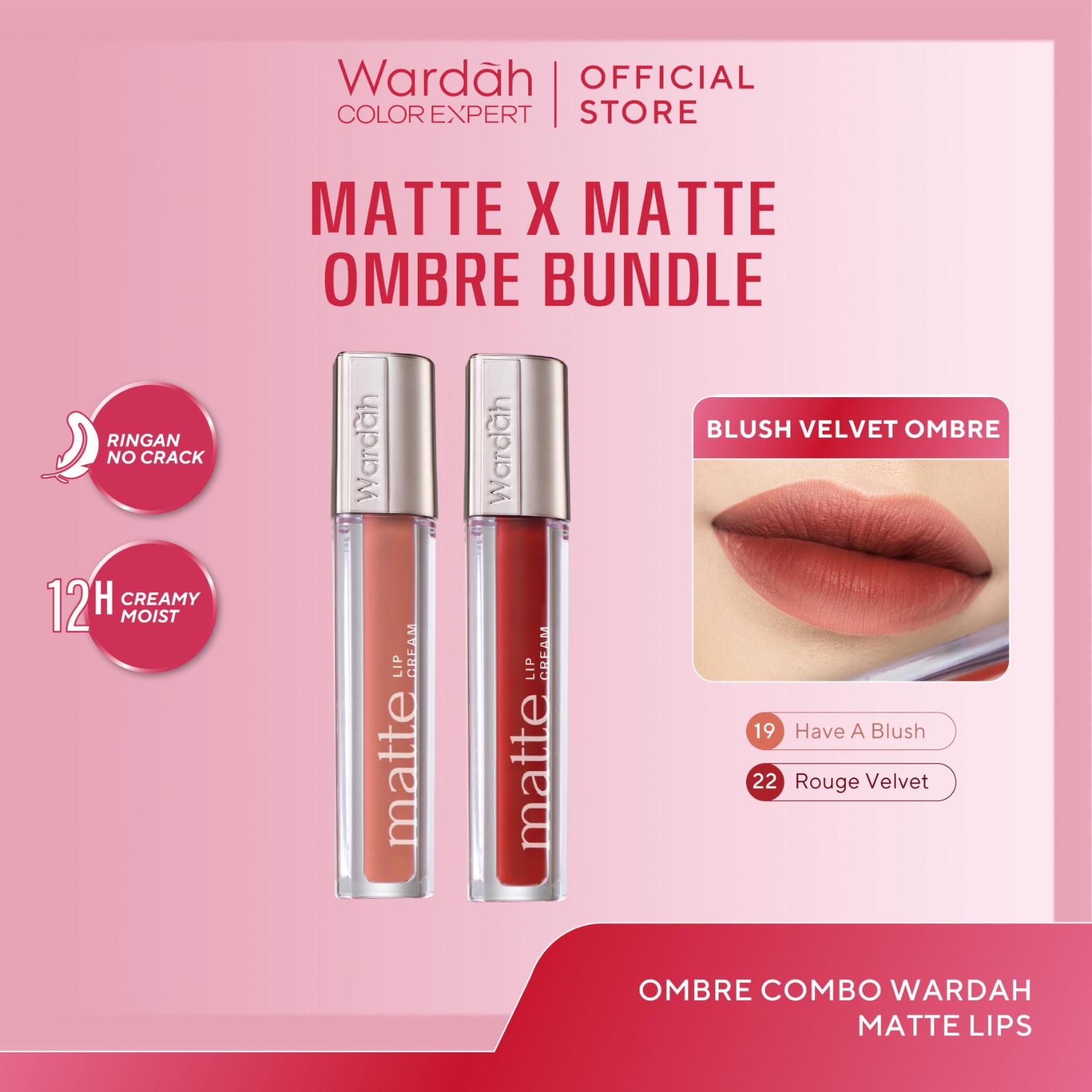 WARDAH Top Ombre Glasting Liquid Lip -Cleopatra Look-Liptint-Lip-Stain-Lipgloss-Lipstik-Lip Tint-...
