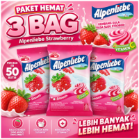 Paket Hemat 3 bag permen ALPENLIEBE stroberi per bag isi 50 pcs Rasa Mint Segar