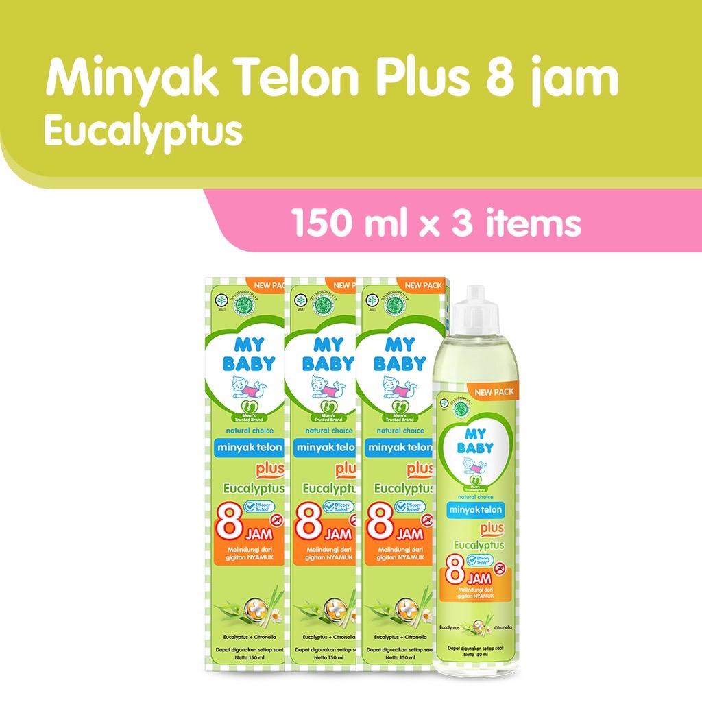 Paket 3 Pcs My Baby Minyak Telon Plus Eucalyptus/Lavender 150ml - Perlindungan 8 Jam untuk Kulit Lembut