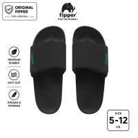 Fipper Slides Sandal Selop Anti Slip Pria Wanita Original Ringan Nyaman Black / Black / Green Mint