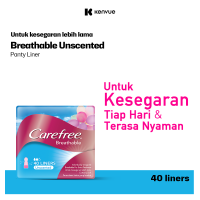 Carefree Breathable Unscented Panty Liner Pembalut Wanita Segar & Nyaman Setiap Hari 40 pads