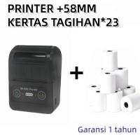 free 3 rolls paper thermal printer bluetooth mini printer portable kasir barcode label printer bisa cetak resi 58mmSupport print shipping labels/delivery receipts/sales receipts