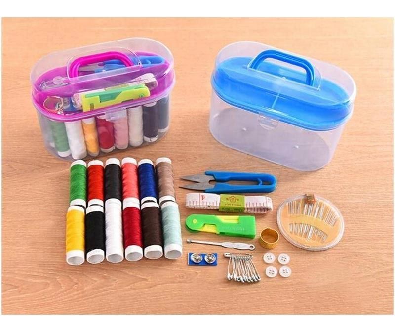 Set Alat Jahit Sewing Box Set Peralatan Jahit Praktis / 1 Set Sewing Kit Box Benang Jarum Gunting Kancing Peniti Meteran Cincin Pelindung Tangan / Peralatan Jahit Lengkap