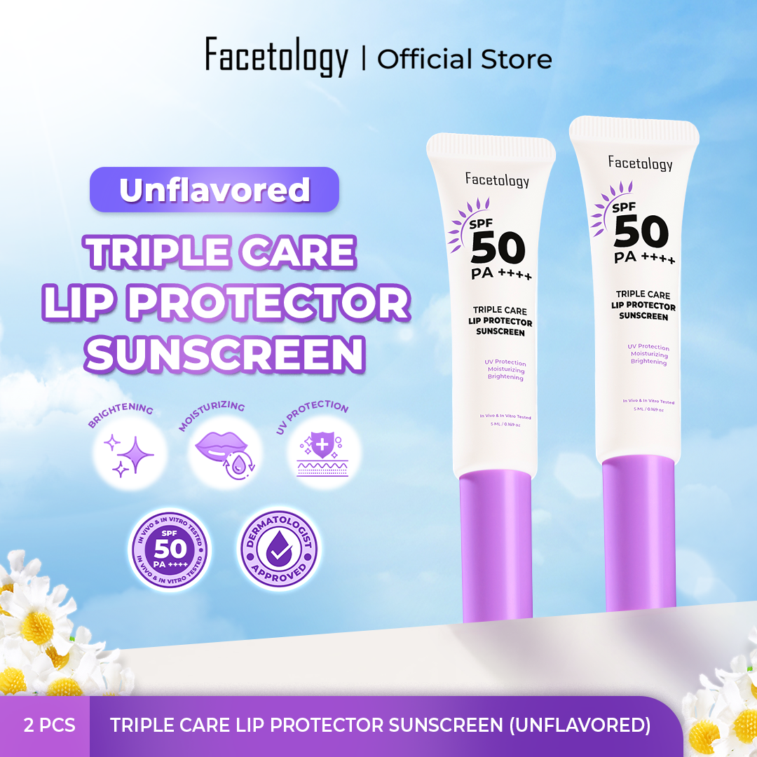 FACETOLOGY Triple Care Lip Protector Sunscreen Unflavor [TWINPACK]