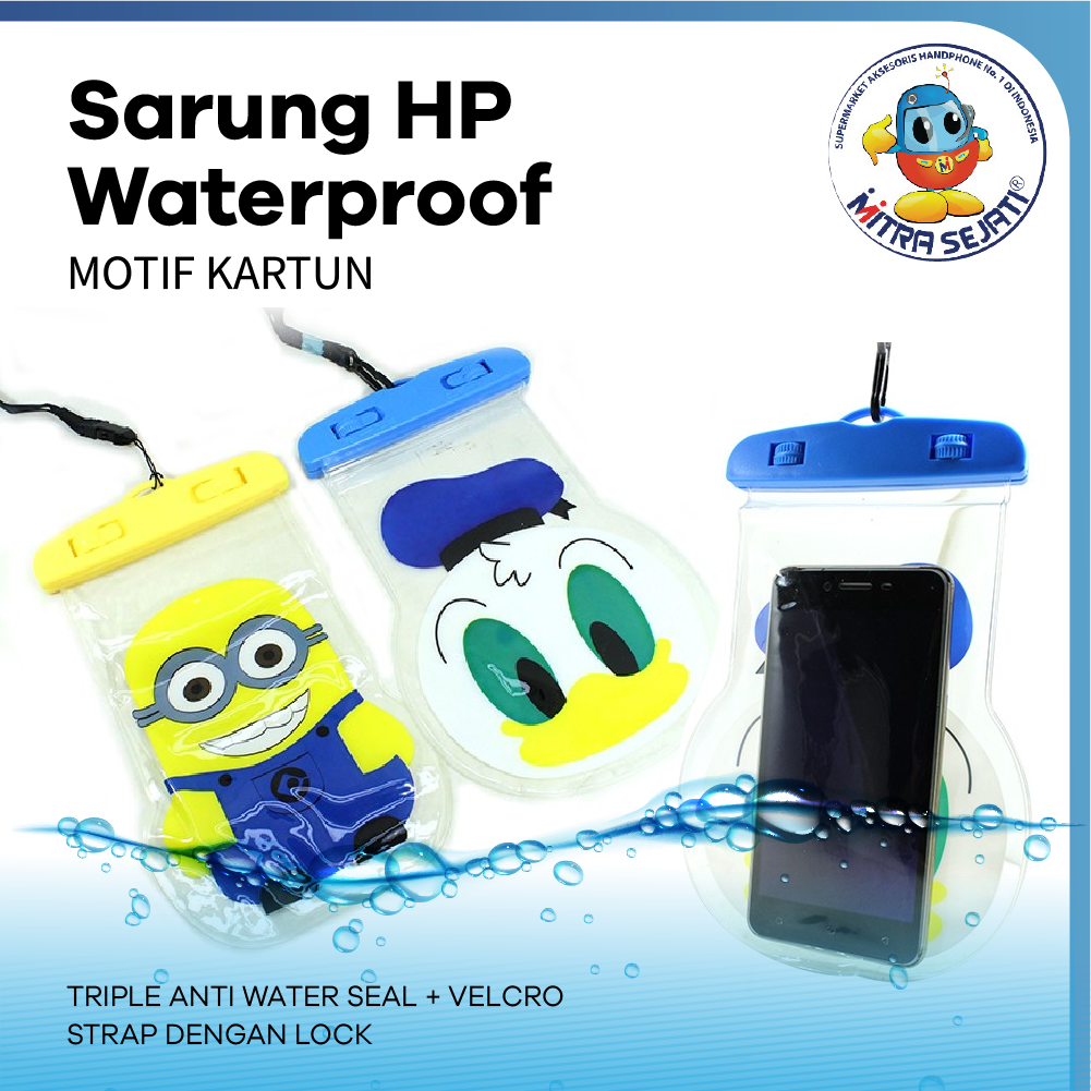 Sarung Waterproof Handphone Motif Kartun Random