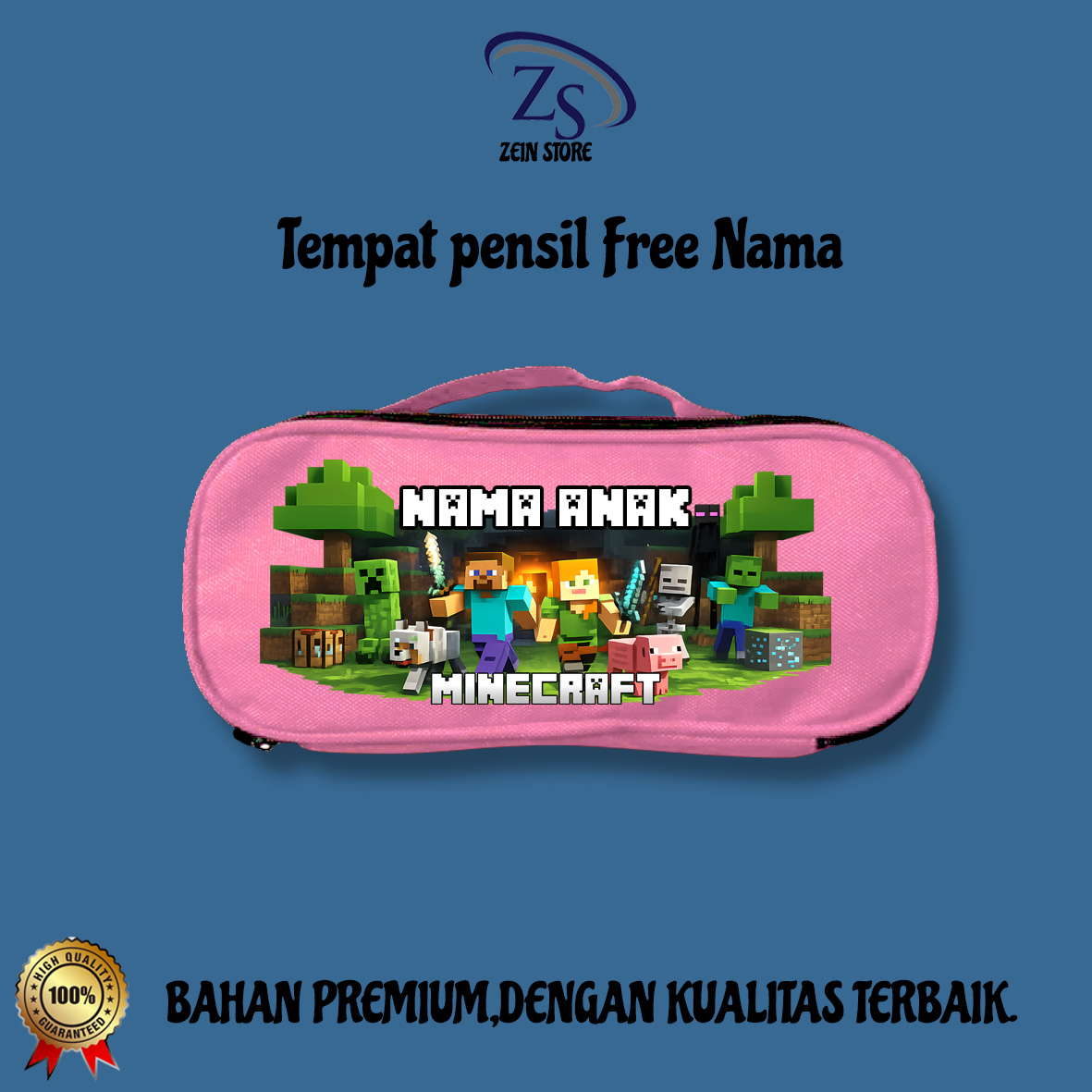 Kotak Pensil Minecraft Bisa Tambah Nama