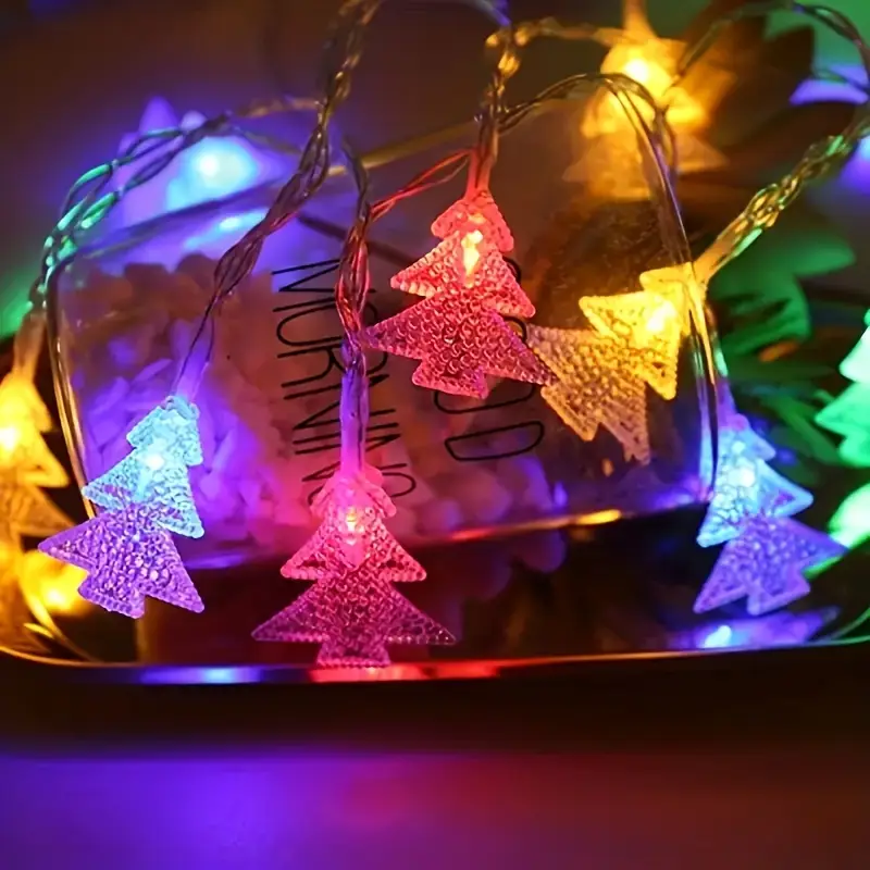 Lampu Hias Tumbler Bentuk Pohon Natal LED Natal Dekorasi 5 Meter Pohon cemara Rainbow Warna warni Kabel Bening Murah Berkualitas hari Raya Cristmas Ulang tahun Wedding