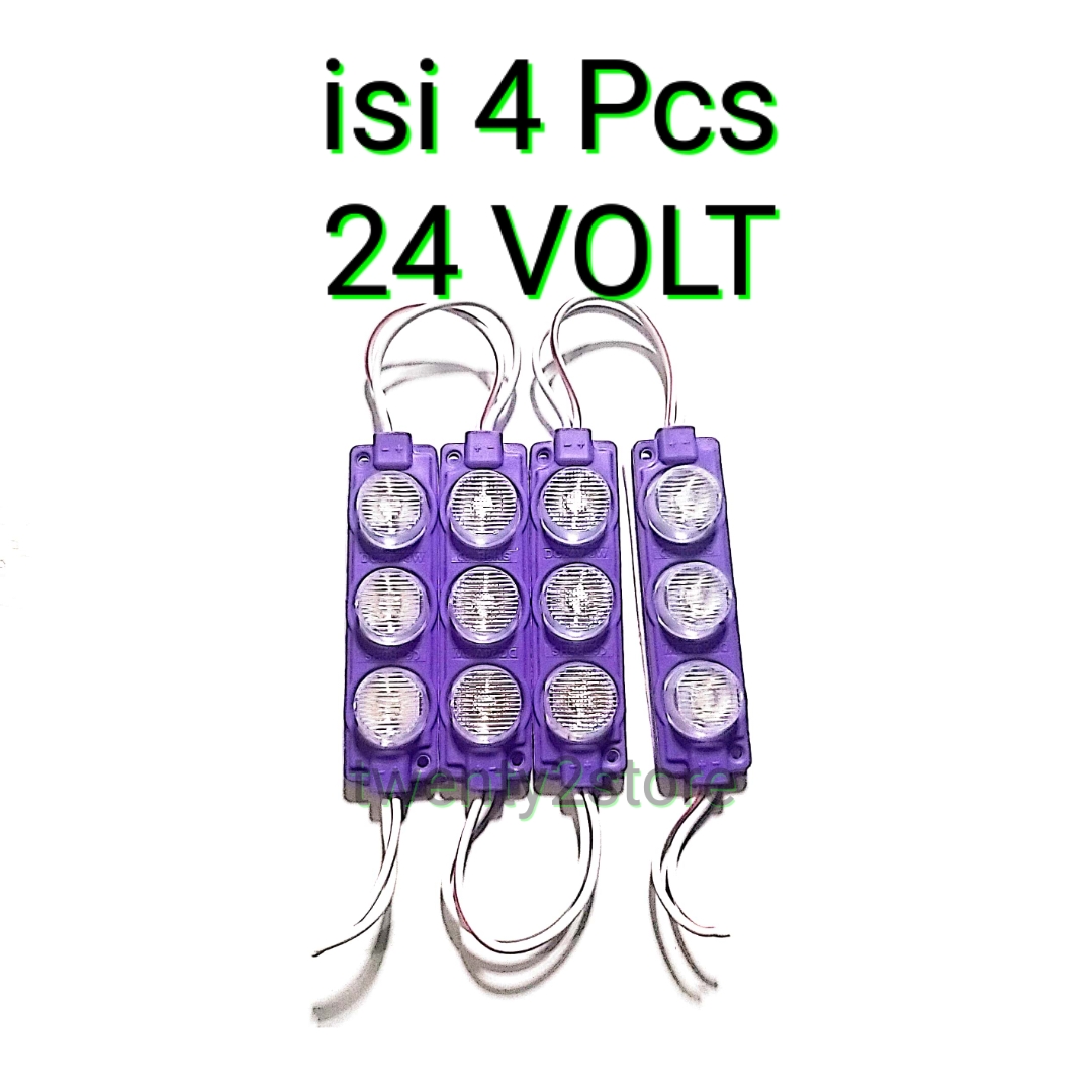 ISI 4 Pcs Lampu Led 3 mata 24 volt led kolong TRUK modul 3 mata besar 3 watt 24 volt / LED Modul 24 Volt variasi LAMPU KOLONG TRUK BUS led variasi TRUK 24 VOLT waterproof