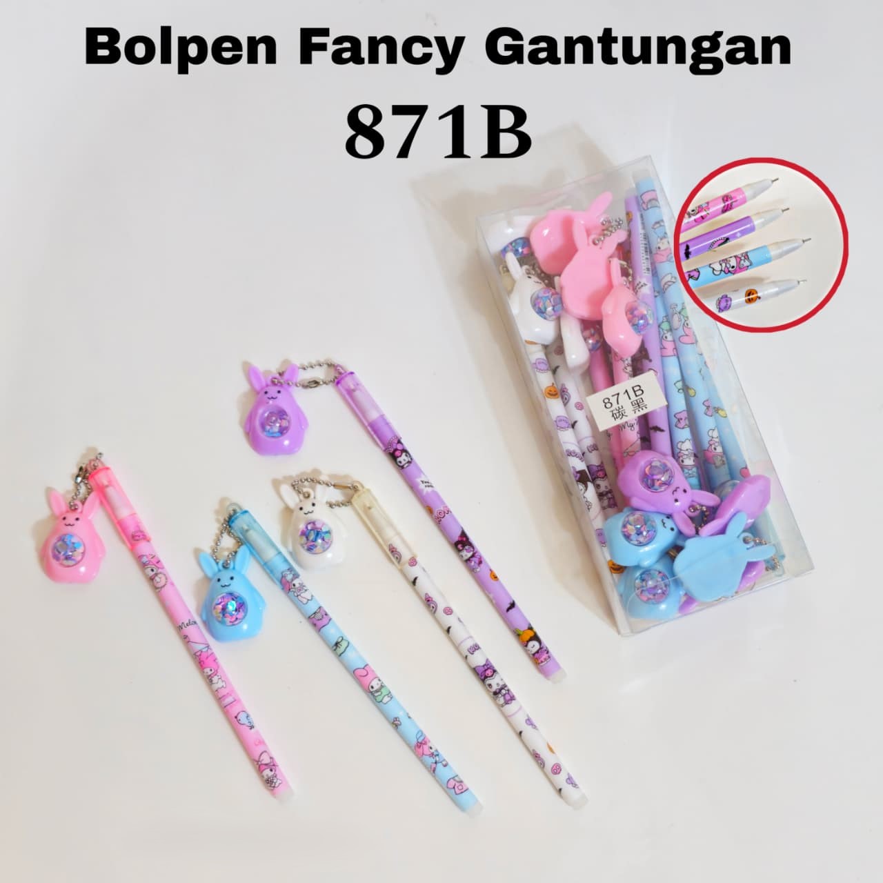 (12pc) PEN GEL GANTUNG KELINCI BALLPEN PENA