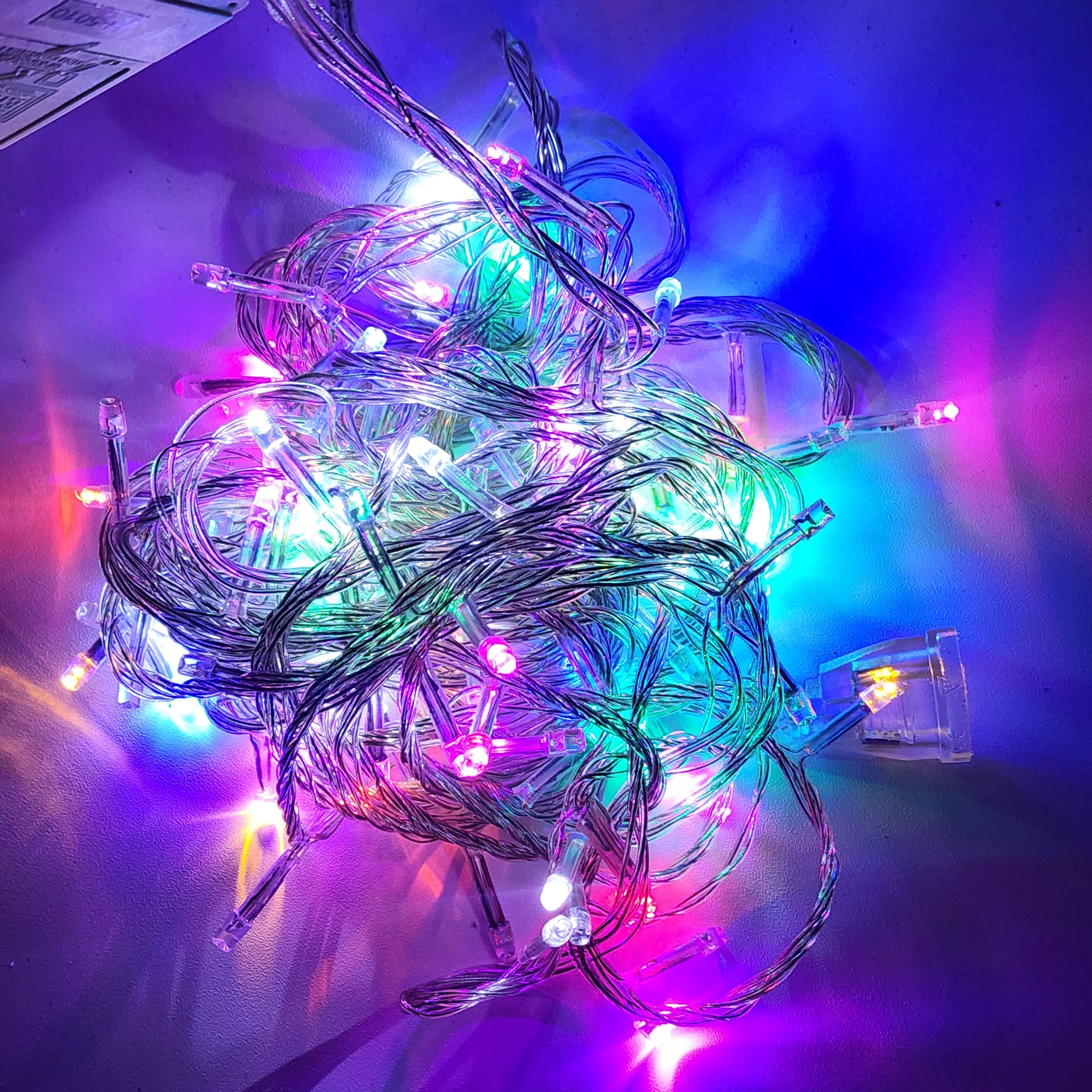LAMPU Hias Tumblr 10 Meter 100 LED Rainbow RGB Kabel Hitam Dekorasi Natal Agustus 17an Kamar Tidur Kafe Pesta Wedding Kelap Kelip Warna Warni Waterproof Indoor Outdoor Awet Kualitas Cahaya Terang Jadi Store