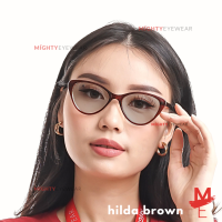 KACAMATA PHOTOCHROMIC ANTIRADIASI - HILDA DARK BROWN CAT EYE - wanita - MIGHTYEYEWEAR