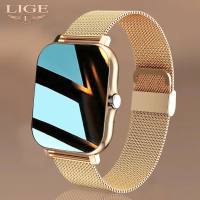 LIGE Jam Tangan Pintar Wanita Arloji Panggilan Bluetooth Anti Air Pelacak Kebugaran Multifungsi