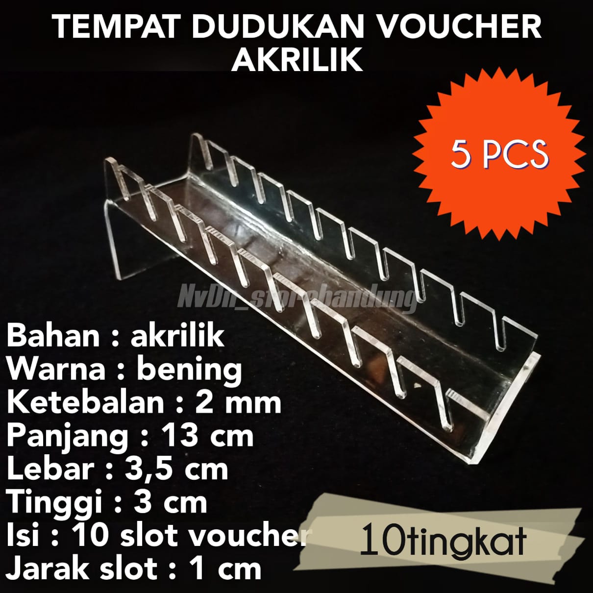 Paketan isi 5 pcs dudukan voucher akrilik 10 slot