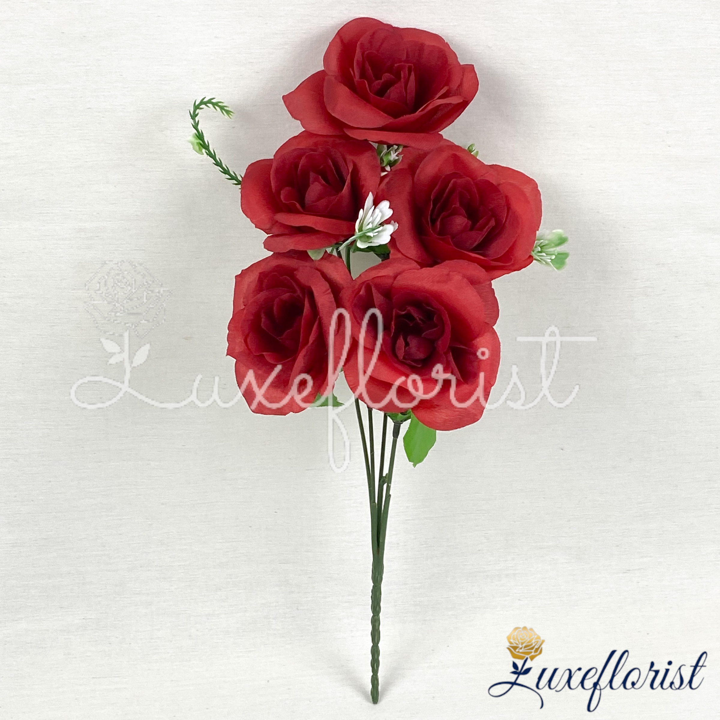 Bunga Mawar Rose Of Cabang 5 Bahan Kain Dan Plastik - rose jepang -mawar murah - Artificial Dekorasi Pelaminan