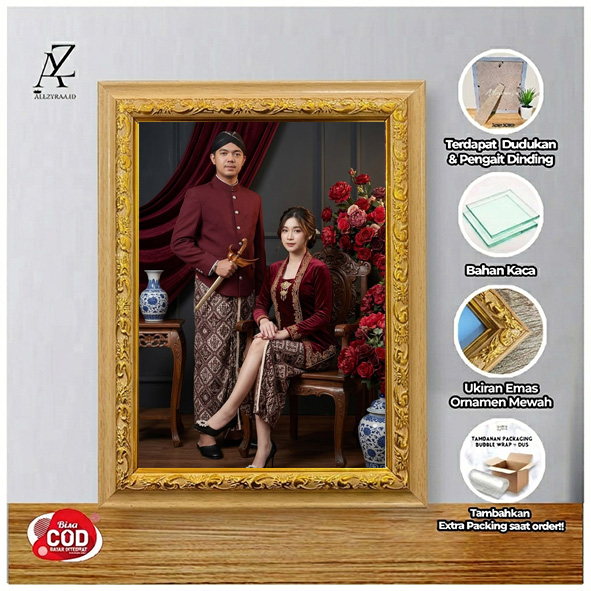 Cetak Foto + Bingkai KACA JUMBO 30X40 cm Murah HASIL JERNIH || Frame Pigura cuci foto aesthetic Wedding Pernikahan Foto keluarga