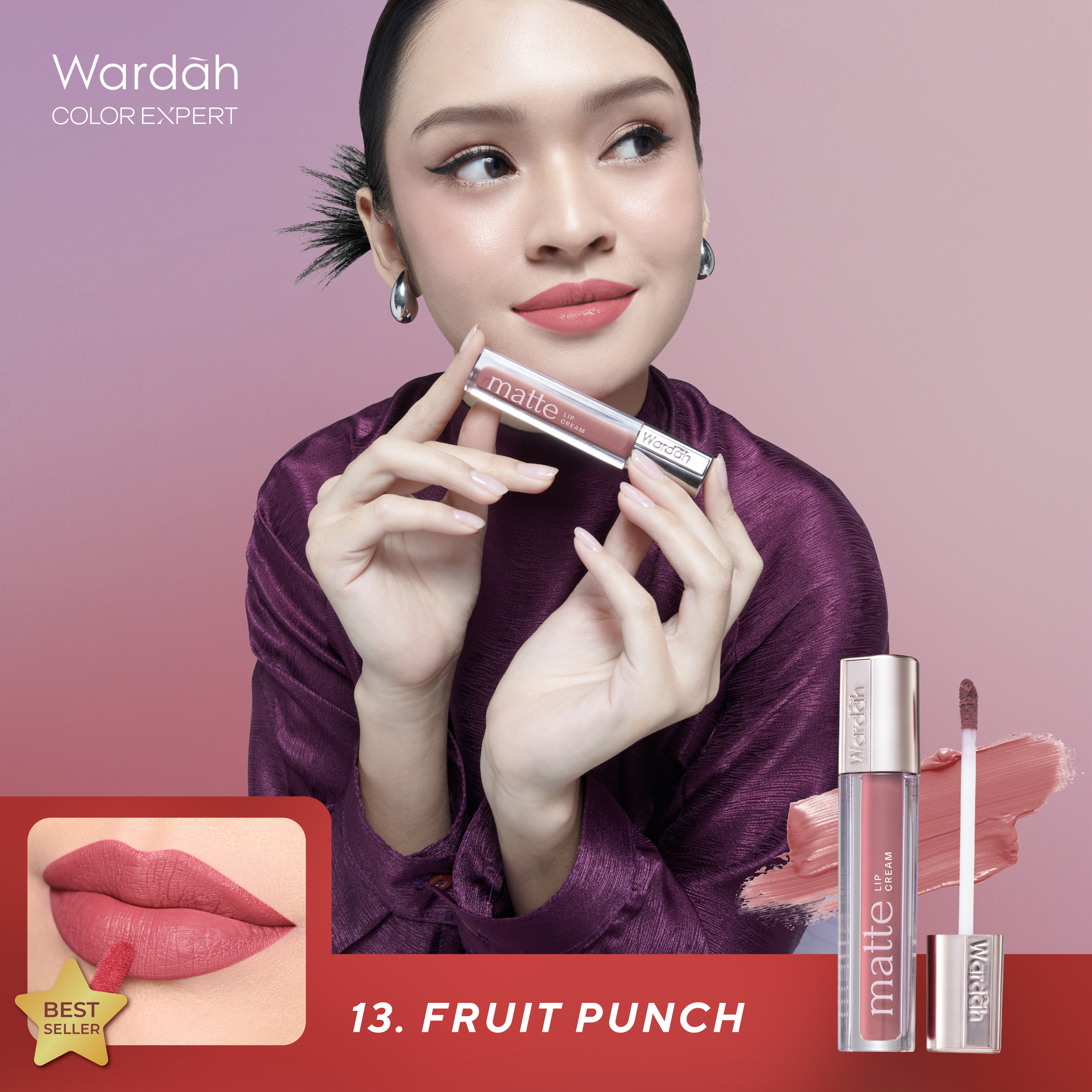 WARDAH Matte Lip Cream 4 g Warna Intense dan Tahan Lama Matte Finish Teksture Creamy Liptint Lip ...