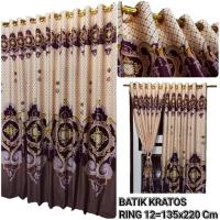 Gorden Smokring 12 Ring UK 100x220 cm – Motif Batik & Bunga Estetik Tirai Mewah untuk Pintu & Jendela I Seriaria